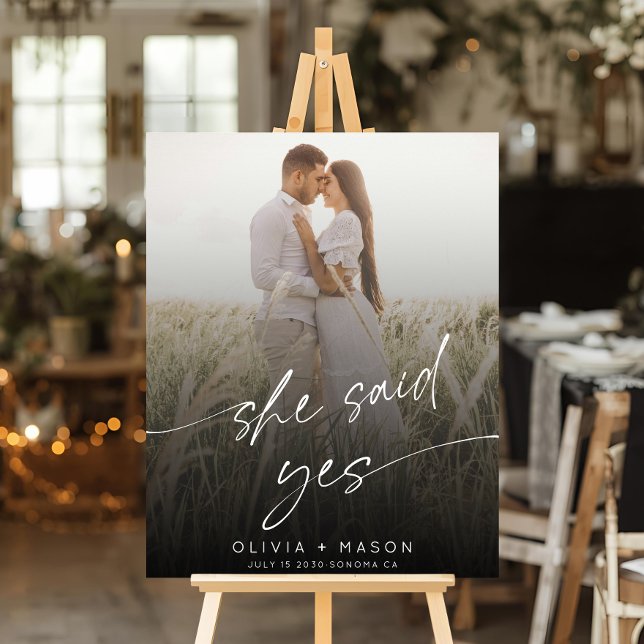Modern She Said Yes Engagement Party Photo Welcome Foam Board (Creator Uploaded)