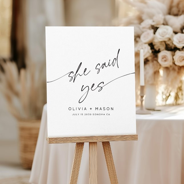 Modern She Said Yes Engagement Party Welcome Foam Board (Creator Uploaded)