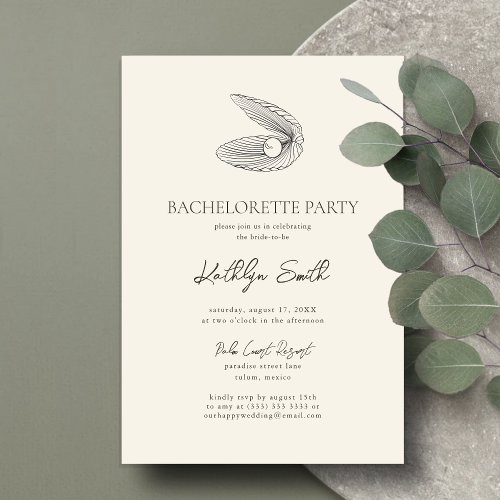 Modern Shell Beach Ocean Bachelorette Party Invitation
