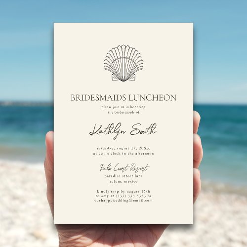 Modern Shell Beach Ocean Bridesmaids Luncheon Invitation