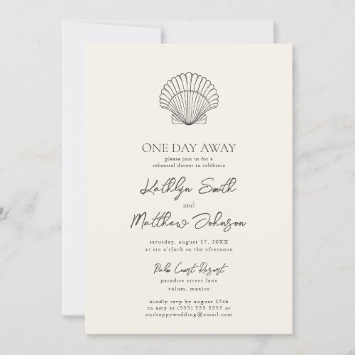 Modern Shell Beach Ocean One Day Away Invitation