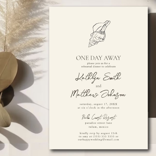 Modern Shell Beach Ocean One Day Away Invitation (Creator Uploaded)
