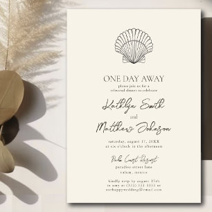 Modern Shell Beach Ocean One Day Away Invitation