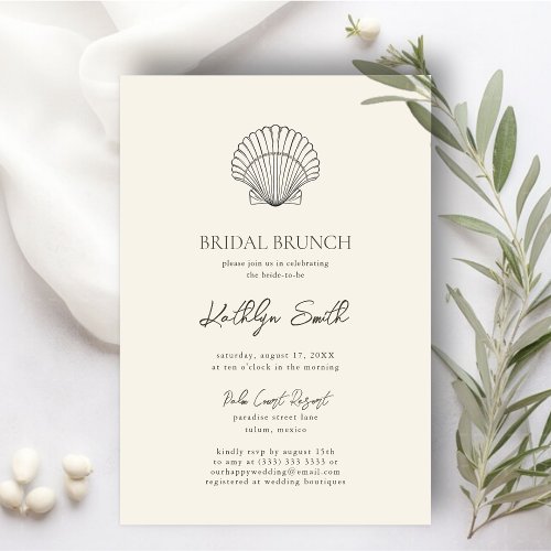 Modern Shell Beach Ocean Wedding Bridal Brunch Invitation