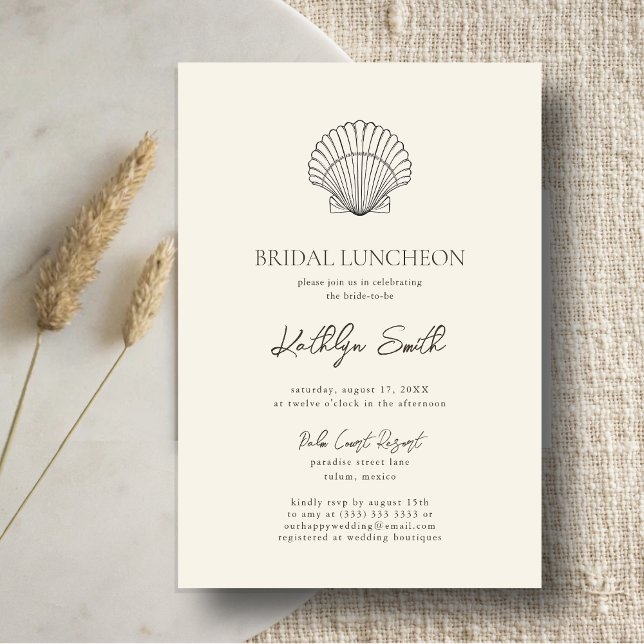 Modern Shell Beach Ocean Wedding Bridal Luncheon Invitation (Creator Uploaded)