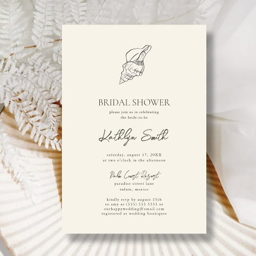 Modern Shell Beach Ocean Wedding Bridal Shower Invitation