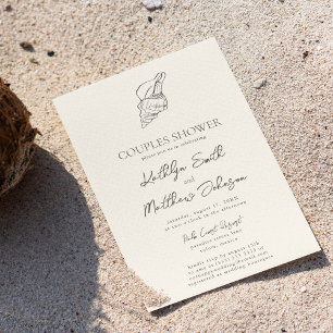 Modern Shell Beach Ocean Wedding Couples Shower Invitation