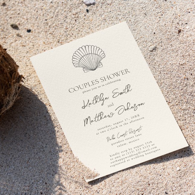 Modern Shell Beach Ocean Wedding Couples Shower Invitation (Creator Uploaded)