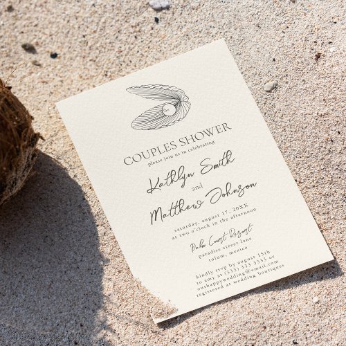 Modern Shell Beach Ocean Wedding Couples Shower Invitation