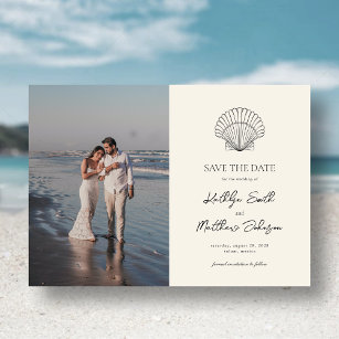 Modern Shell Beach Ocean Wedding Save The Date Magnetic Invitation