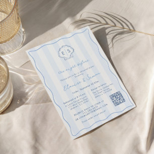 Modern Shell Monogram Wedding Rehearsal Dinner Invitation