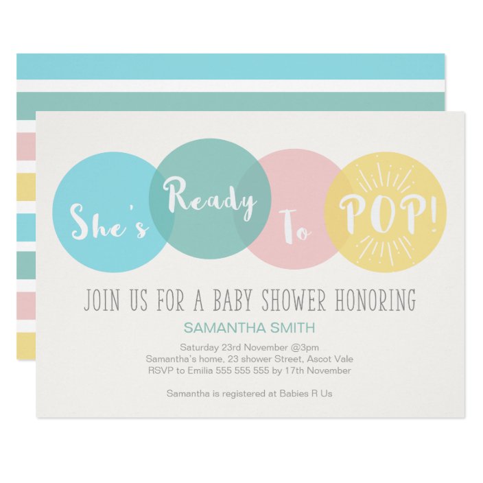 Modern She S Ready To Pop Baby Shower Invitation Zazzle Pop Baby Shower Invitation