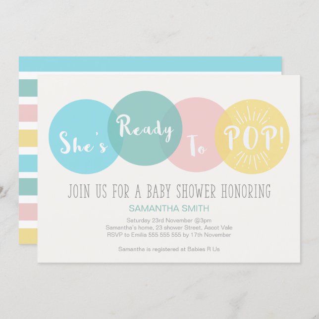 Modern She's Ready to Pop Baby Shower Invitation (Front/Back)