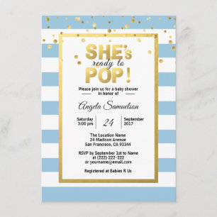 Modern She's Ready to POP Gold BOY Baby Shower Invitation
