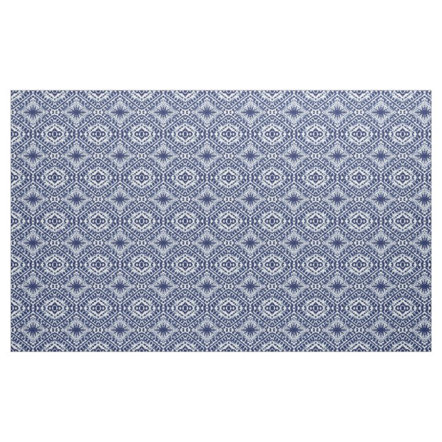 Modern Shibori Batik Navy Indigo Blue and White Fabric (Yard)