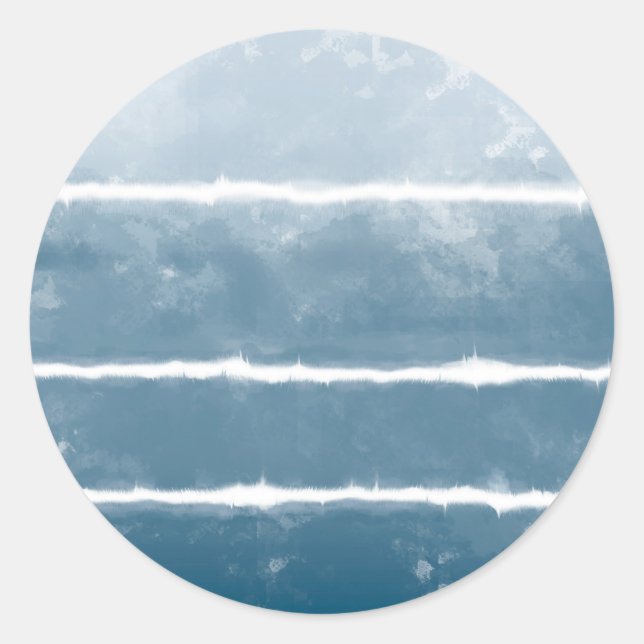 Modern Shibori Ombre Retro Tie Dye Hippie Indigo   Classic Round Sticker (Front)