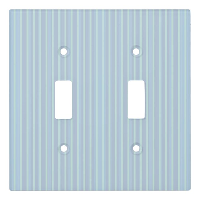 Modern Shimmering Blue Striped Light Switch Cover (Front)