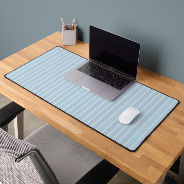 Modern Shimmering Blue Striped Mousepad Desk Mat (Office 2)