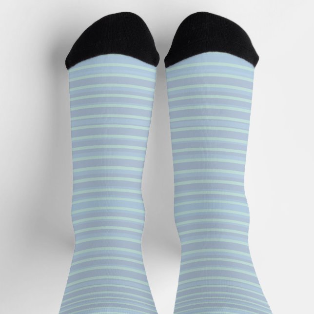 Modern Shimmering Blue Striped Socks (Top)