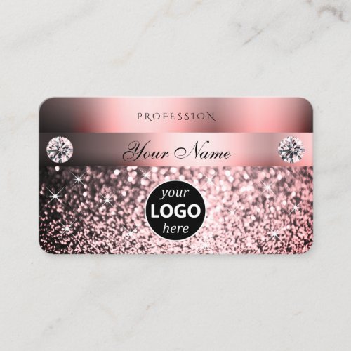 Modern Shimmery Pink Gradient Colors Logo Glitter Business Card