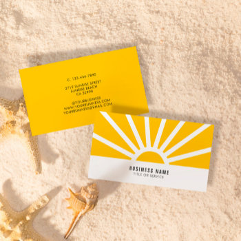 Modern Shining Sun Sunrise Sunrays Yellow Business Card by pinkpinetree at Zazzle