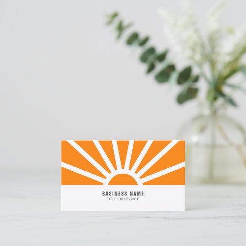 Modern Shining Sun Sunset Sunrays Orange Business  Business Card