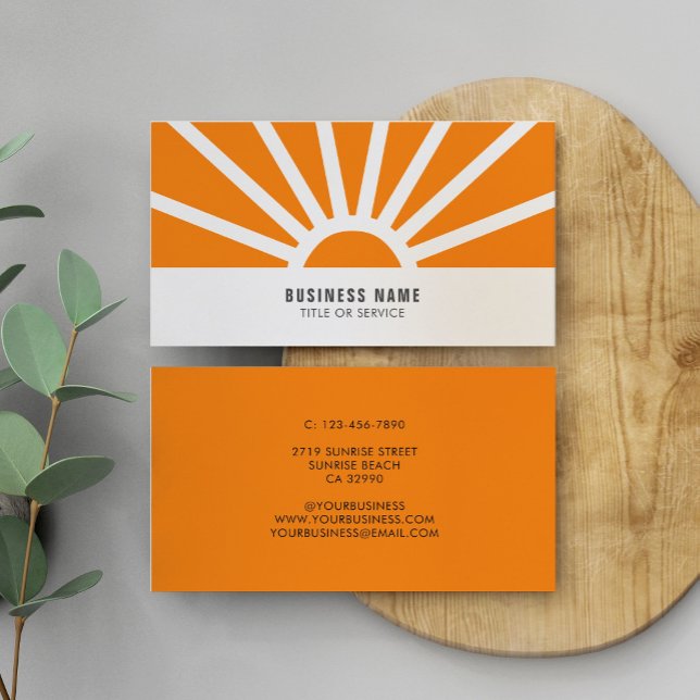 Modern Shining Sun Sunset Sunrays Orange Business  Business Card (Creator Uploaded)