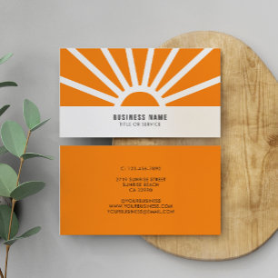 Modern Shining Sun Sunset Sunrays Orange Business  Card