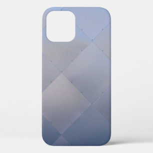 Modern Shiny Checkered Metal Blue iPhone 12 Case