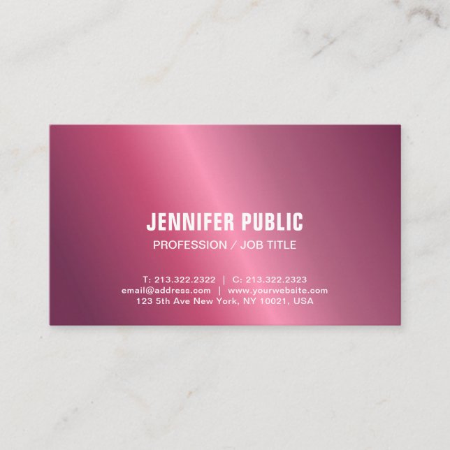 Modern Shiny Design Creative Glamorous Plain Business Card (Front)