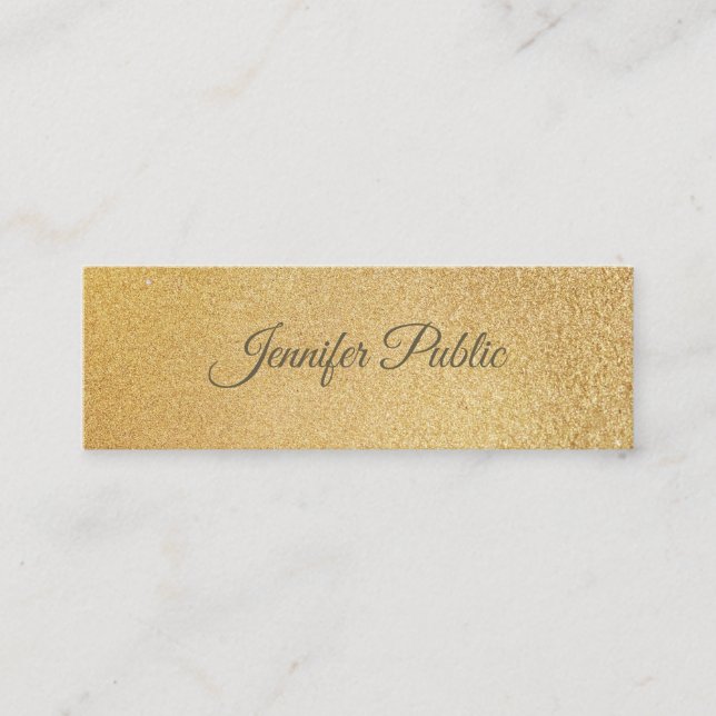 Modern Shiny Gold Foil Glamorous Template Elegant Mini Business Card (Front)