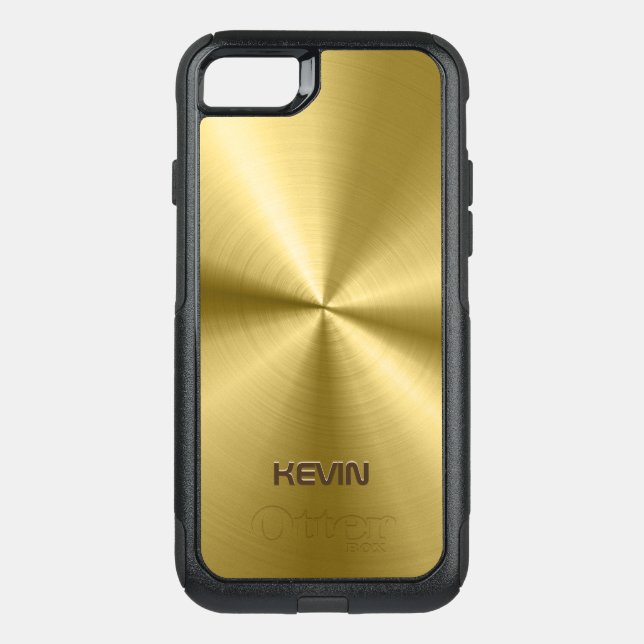 Modern Shiny Gold Metallic Texture Print Otterbox iPhone Case (Back)