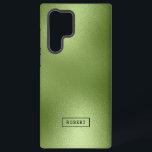 Modern Shiny Green Abstract Background Monogram Samsung Galaxy S22 Ultra Case<br><div class="desc">Elegant modern simple shiny abstract green background. Custom monogram.</div>