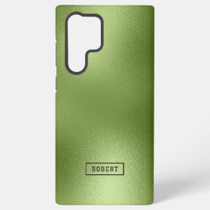 Modern Shiny Green Abstract Background Monogram Samsung Galaxy S22 Ultra Case