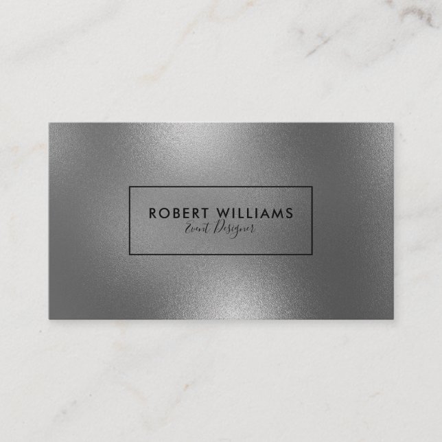 Modern Shiny Silver Gray Abstract Background Business Card (Front)