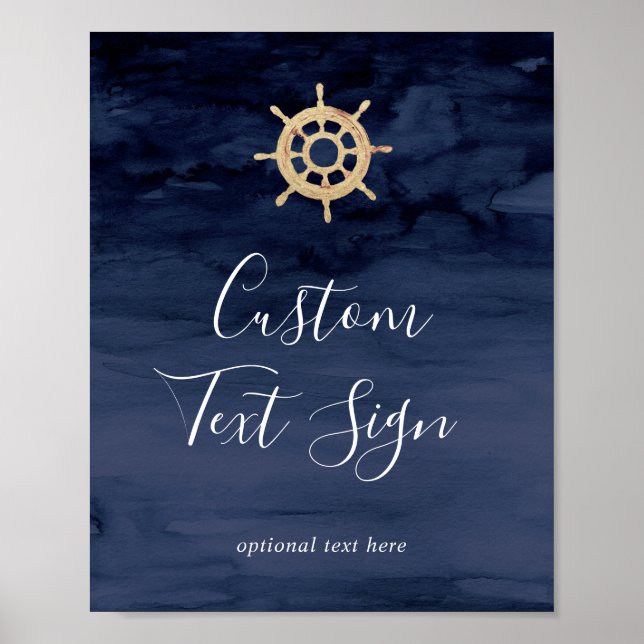 Modern Ship Helm Cards & Gifts Custom Text Sign (Front)
