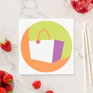 Modern Shopping Bag Icon Minimalist Retail Napkins