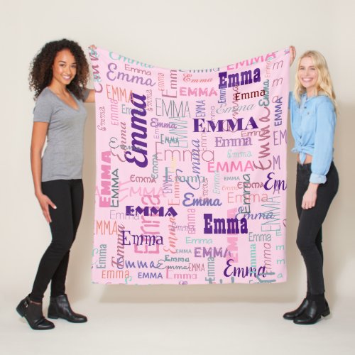 Modern Short Name Graffiti Pink Names Pattern  Fleece Blanket