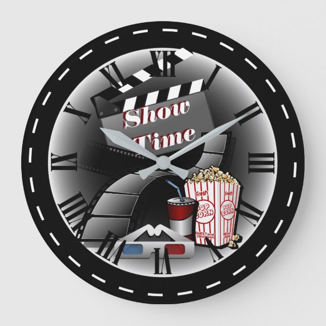 Modern Showtime Movie Theater Large Clock (Front)