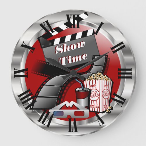 Modern Showtime Movie Theater Large Clock