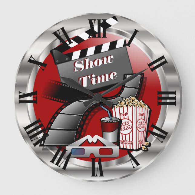 Modern Showtime Movie Theater Large Clock (Front)