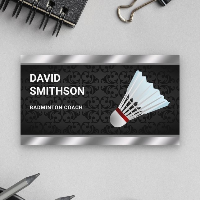 Modern Shuttlecock Professional Badminton Coach Business Card (Creator Uploaded)