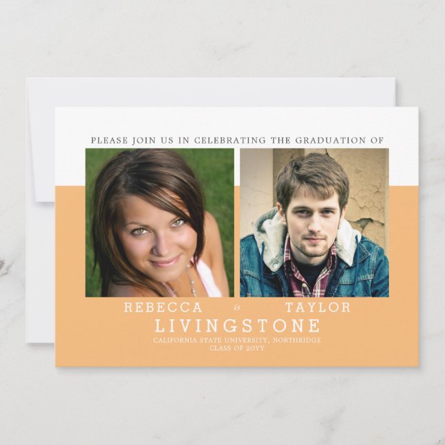 Modern Siblings Photo Graduation Announcement (Front)