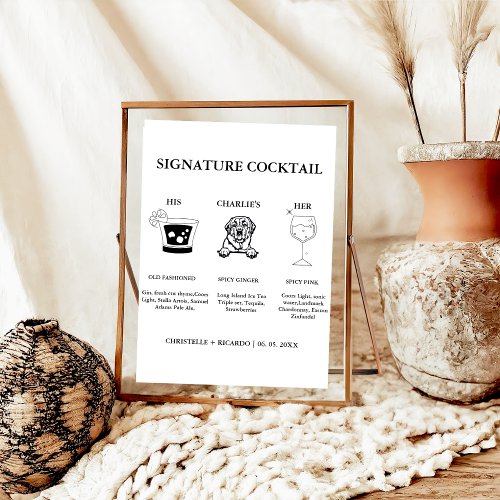 Modern Signature Coctail Drink Wedding Bar Sign