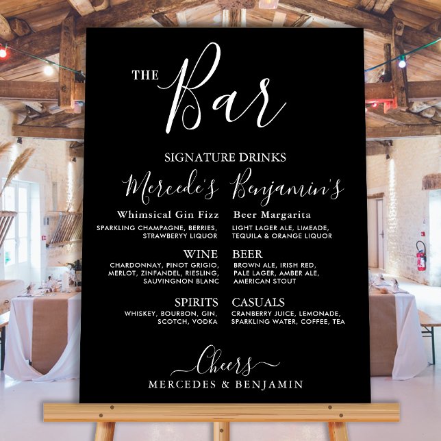 Modern Signature Drinks Menu Custom Wedding Bar Foam Board (Creator Uploaded)