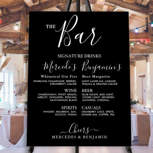 Modern Signature Drinks Menu Custom Wedding Bar Foam Board
