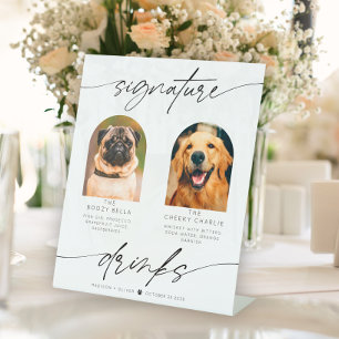 Modern Signature Drinks Pet Photo Pedestal Sign