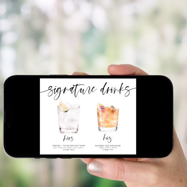 modern signature drinks wedding sign bar sign (Front Digital)