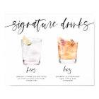 modern signature drinks wedding sign bar sign