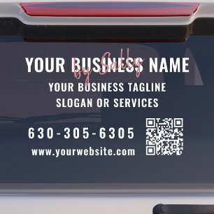 Modern Signature Minimalist QR Code Car Business Window Cling